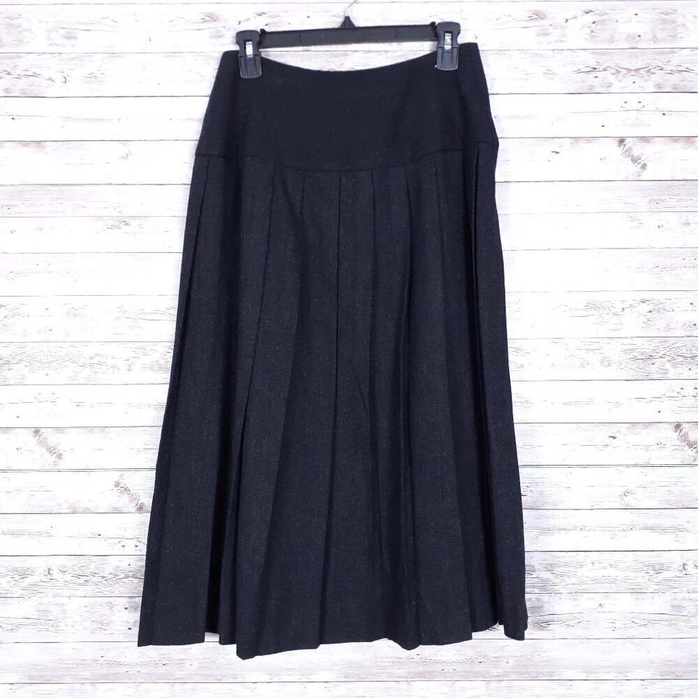 Vintage John Meyer Pleated Wool Skirt Size 10 Black Side Zip Preppy 760